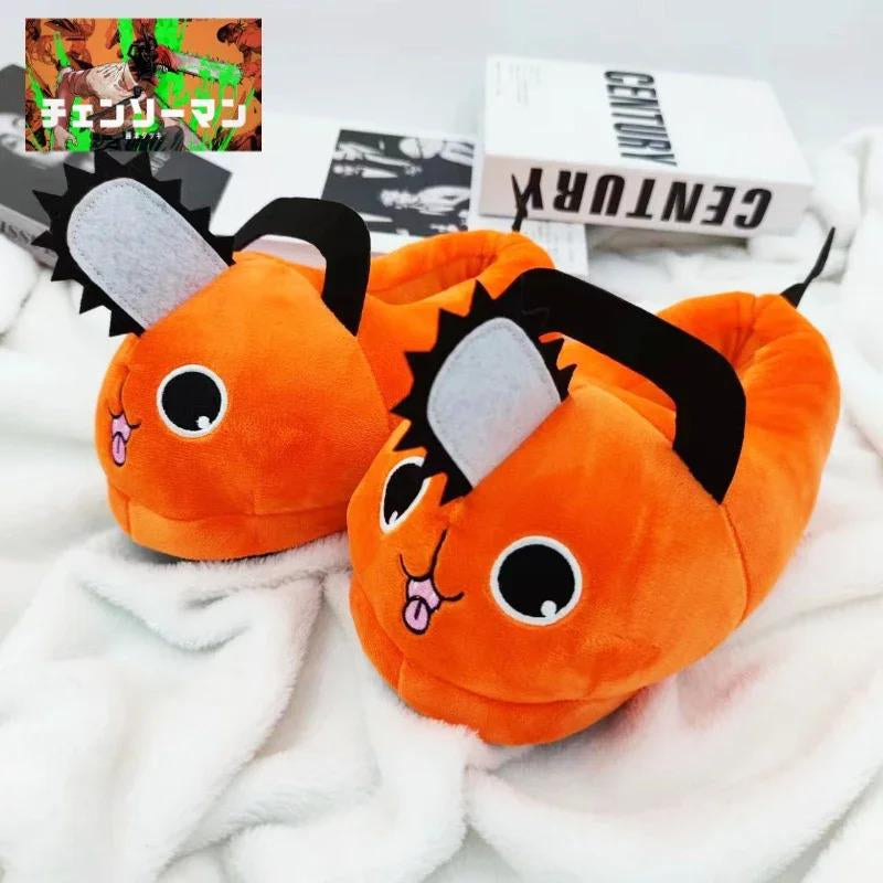 Step into Comfort with the Anime Chainsaw Man Pochita Plush Slippers – Perfect Holiday Gift for Fans!